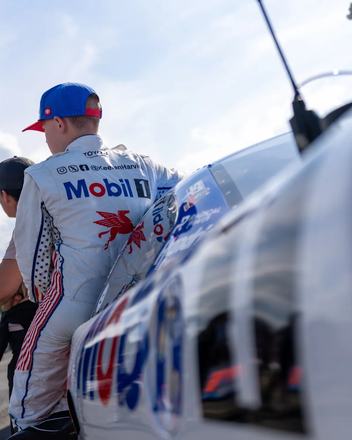 Keelan Harvick beside his Mobil 1 / Toyota Camry