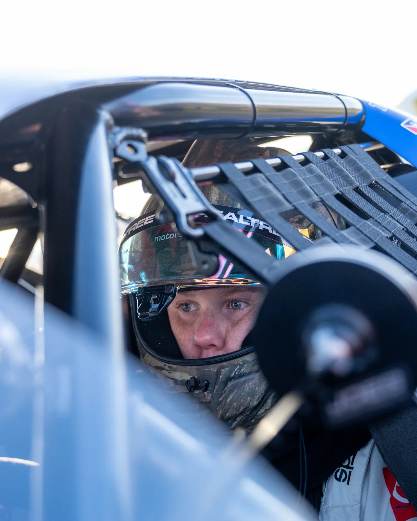 Keelan Harvick focused behind the wheel of his Late Model